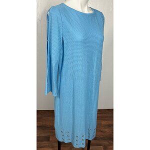 Ming Wang Medium Dress Blue Knit with Grommet Detail
